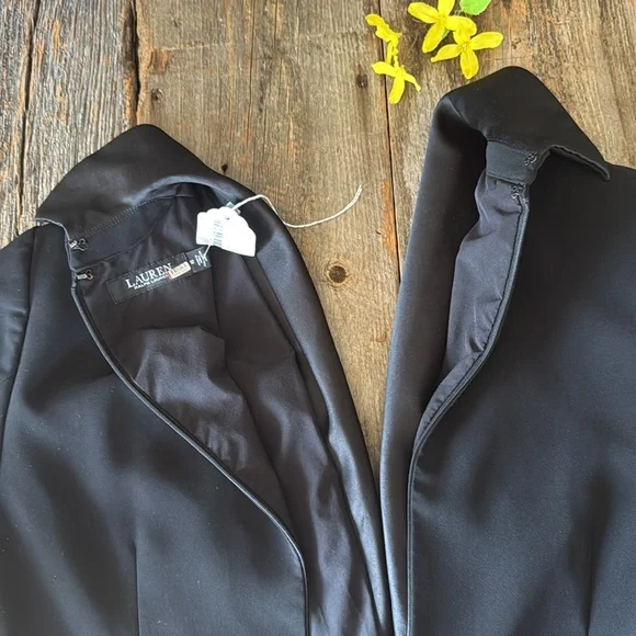 Lauren Ralph Lauren Crepe Long-Sleeve Black Gown Size 12 NWT - Picture 4 of 13